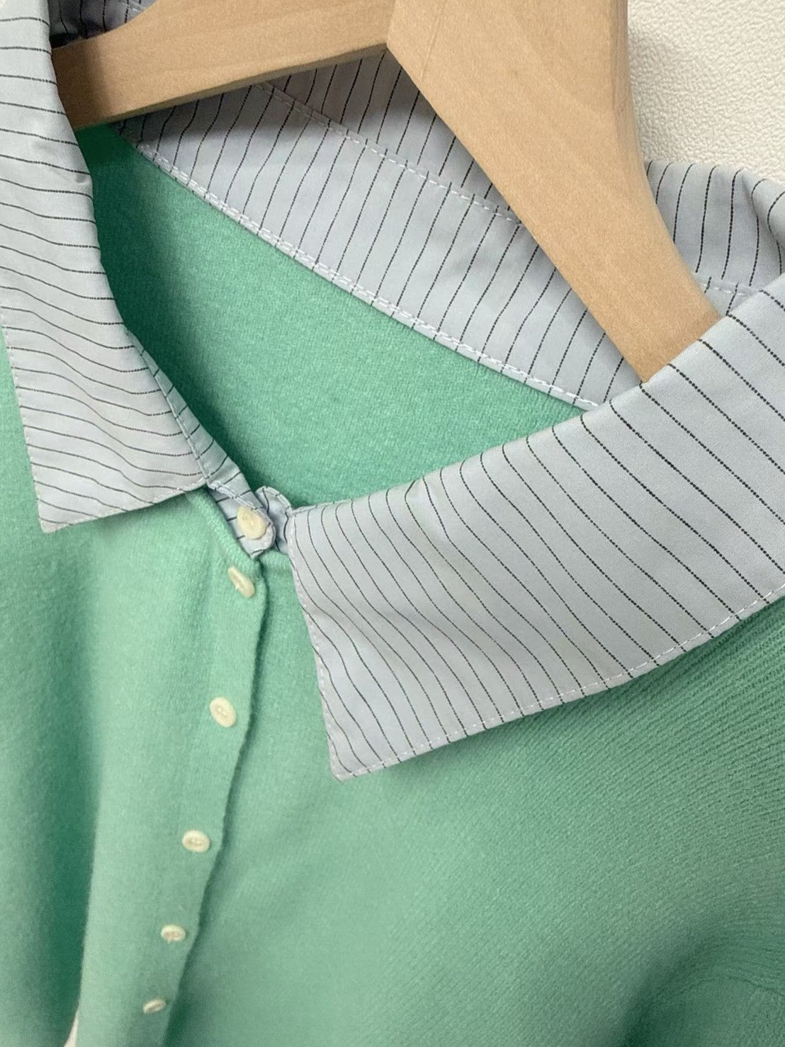 1C108 假兩件襯衫領針織外套