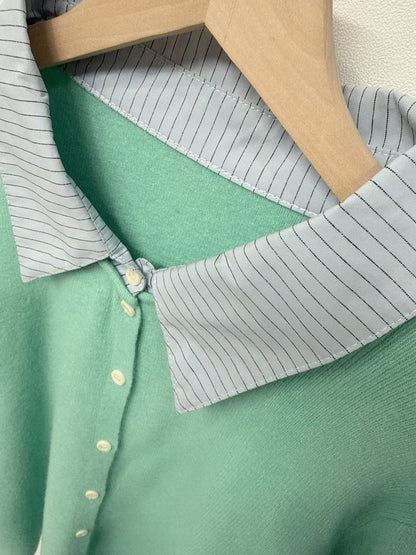 1C108 假兩件襯衫領針織外套