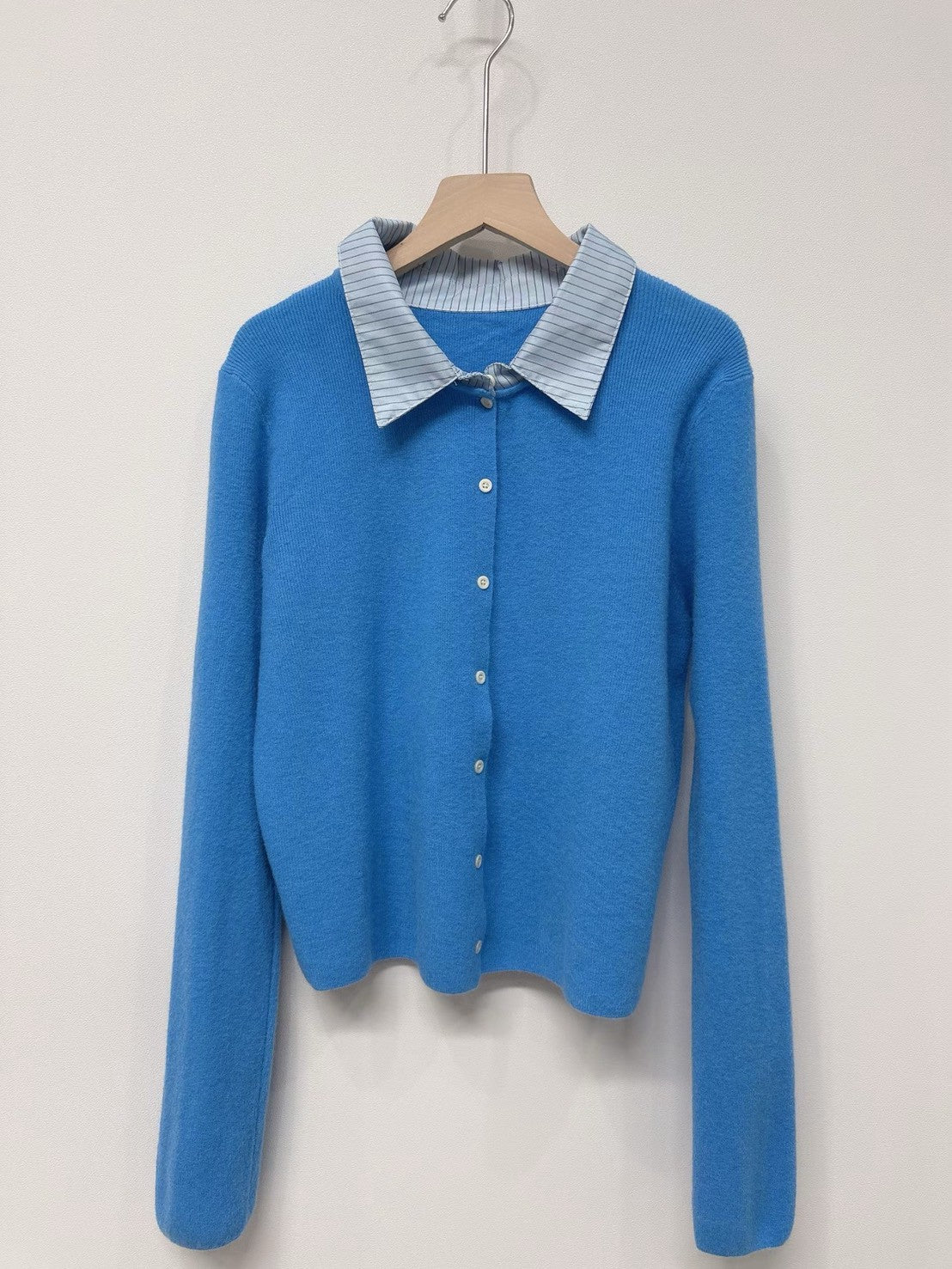 1C108 假兩件襯衫領針織外套