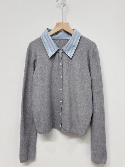 1C108 假兩件襯衫領針織外套