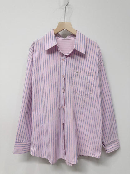 1C104 直紋襯衫+針織披肩