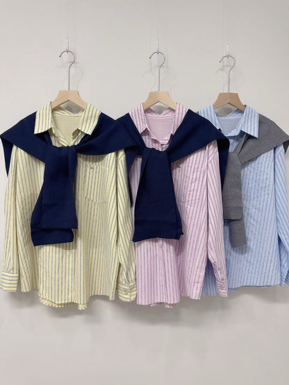 1C104 直紋襯衫+針織披肩