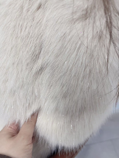 1C102 銀蔥長版皮草背心