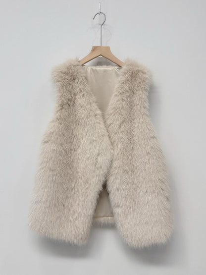 1C102 銀蔥長版皮草背心