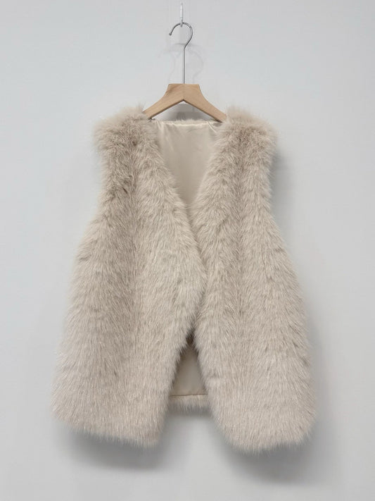 1C102 銀蔥長版皮草背心