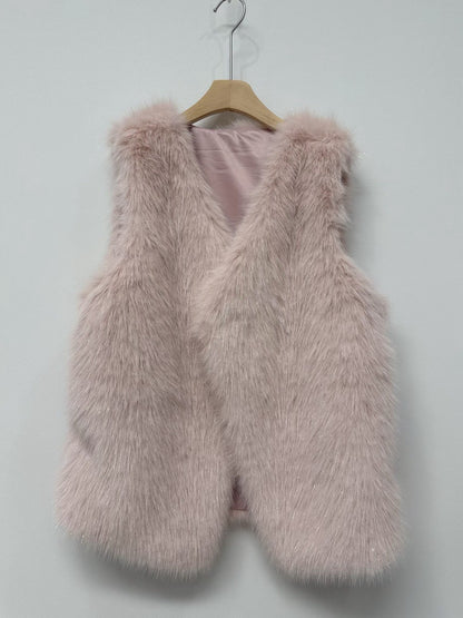 1C102 銀蔥長版皮草背心