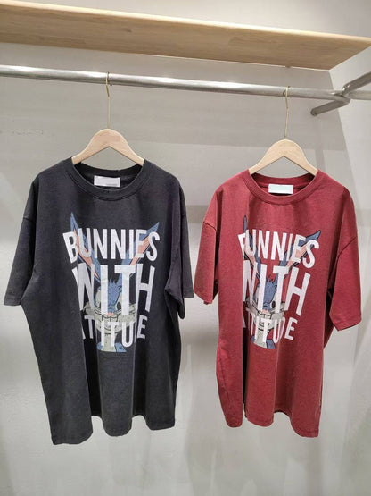 10A102 大兔兔字母長版短T