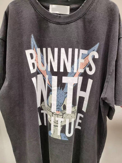 10A102 大兔兔字母長版短T