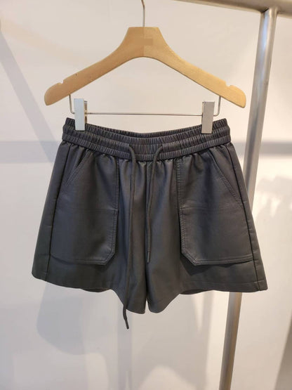 10A103 口袋鬆緊腰皮短褲