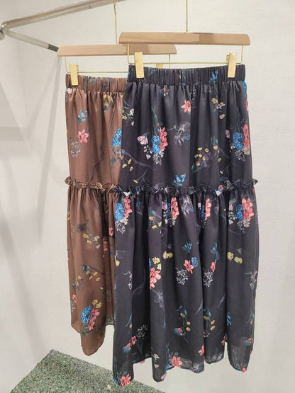 10A108 鬆緊腰清爽花朵長裙