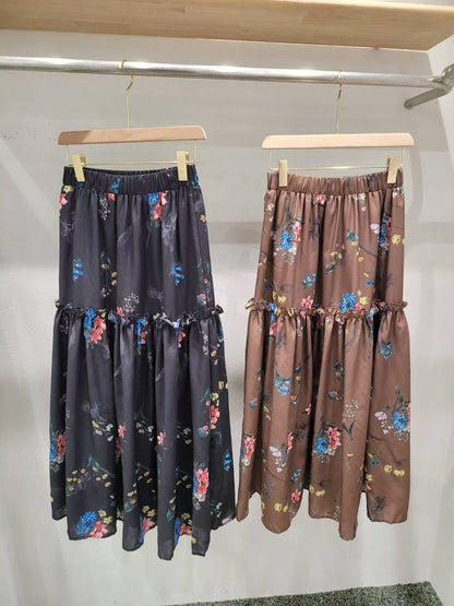 10A108 鬆緊腰清爽花朵長裙