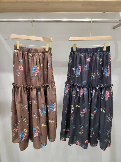 10A108 鬆緊腰清爽花朵長裙