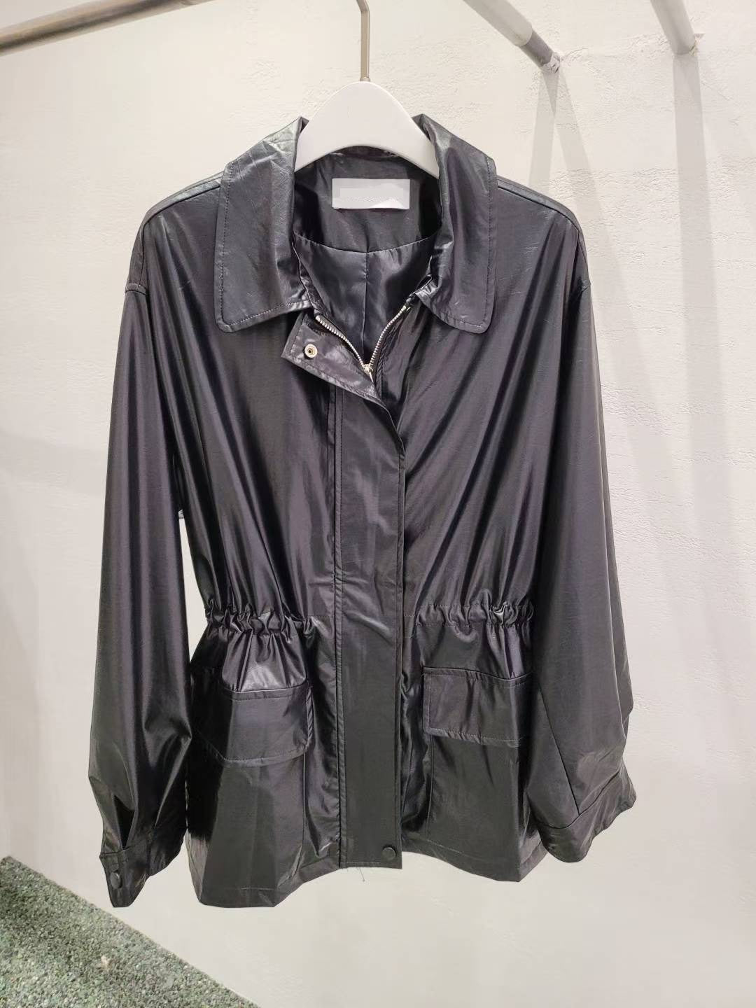 10A110 縮腰長版皮夾克