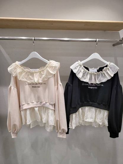 10A120 荷葉拼接字母衛衣