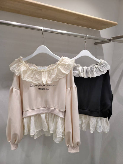 10A120 荷葉拼接字母衛衣