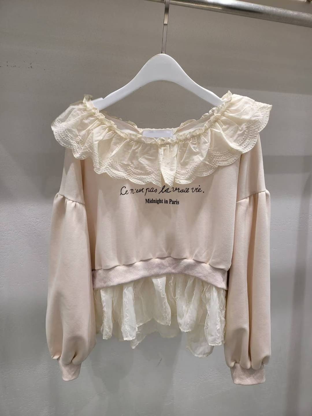 10A120 荷葉拼接字母衛衣