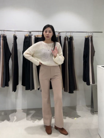 10D201 收腹款彈性小喇叭西裝褲