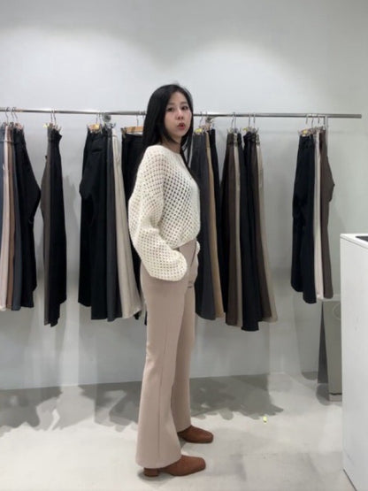 10D201 收腹款彈性小喇叭西裝褲