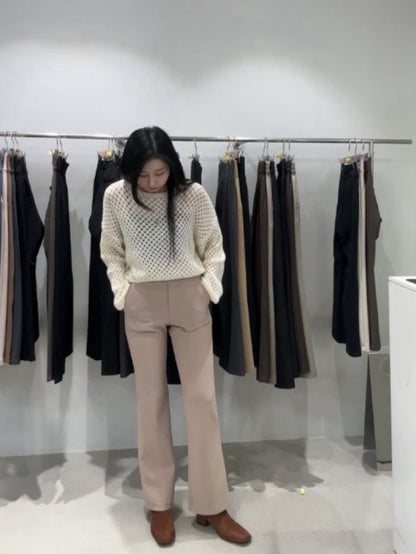 10D201 收腹款彈性小喇叭西裝褲