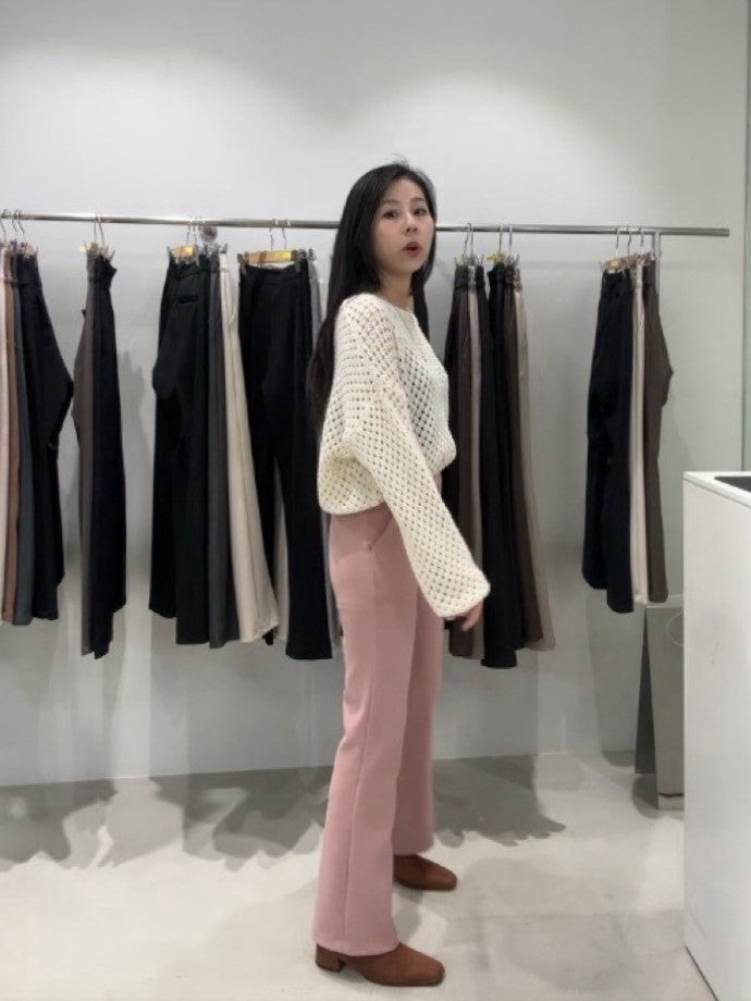 10D201 收腹款彈性小喇叭西裝褲