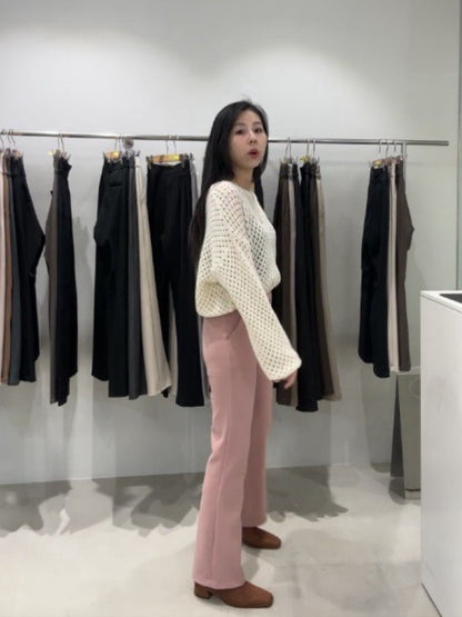 10D201 收腹款彈性小喇叭西裝褲