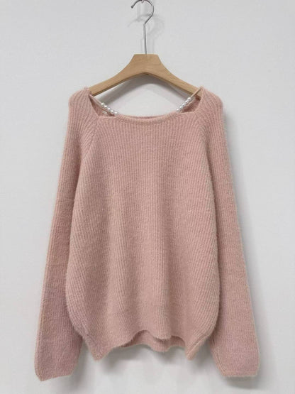 10D101 簍空珍珠領舒服毛衣