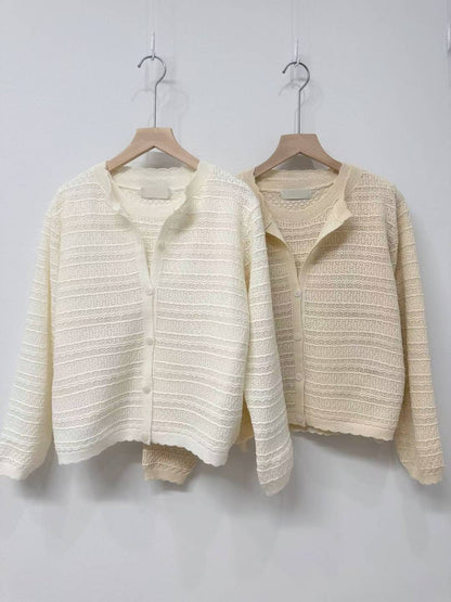 10D115 橫條織紋背心+外套 套裝