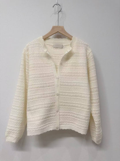 10D115 橫條織紋背心+外套 套裝