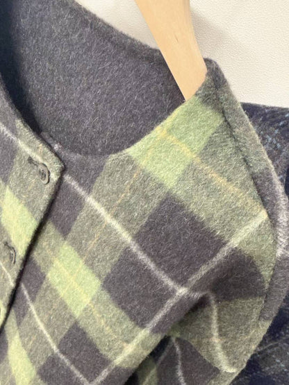 10D120 毛呢格紋圓領外套