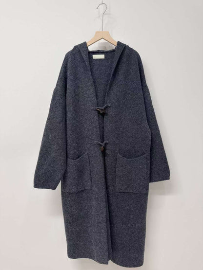 10D125 連帽牛角扣針織長外套