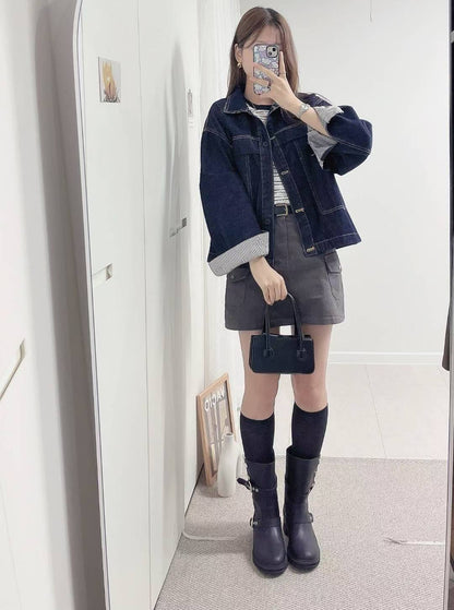 10D124 明線深色單寧外套