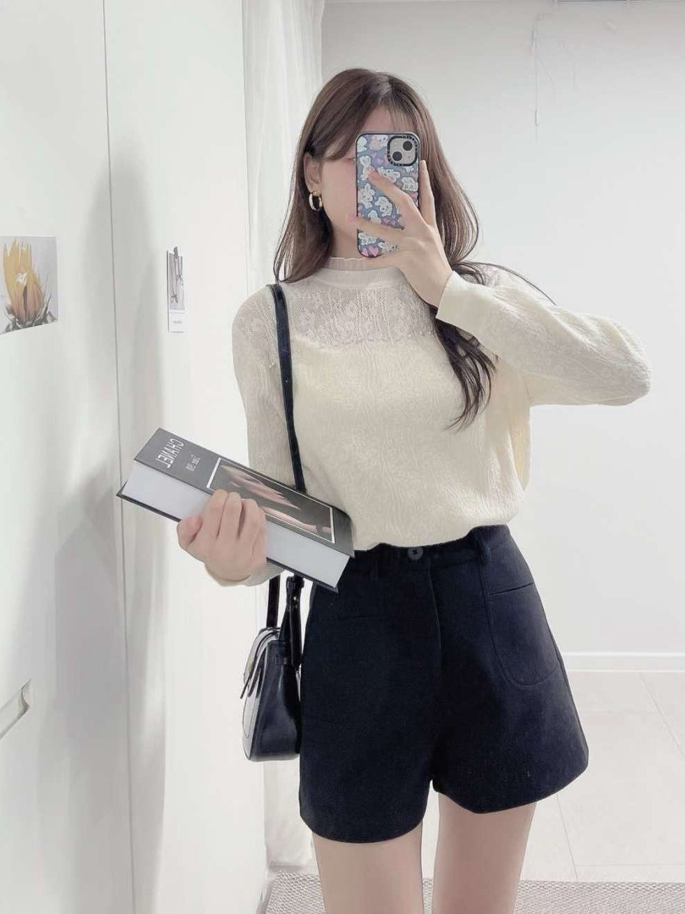 10D104 小立領珍珠蕾絲上衣