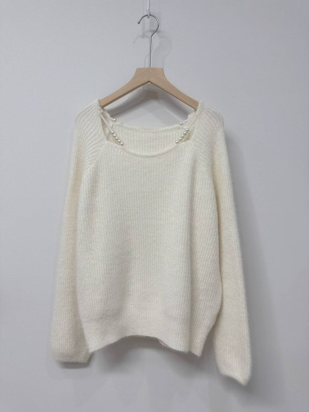 10D101 簍空珍珠領舒服毛衣