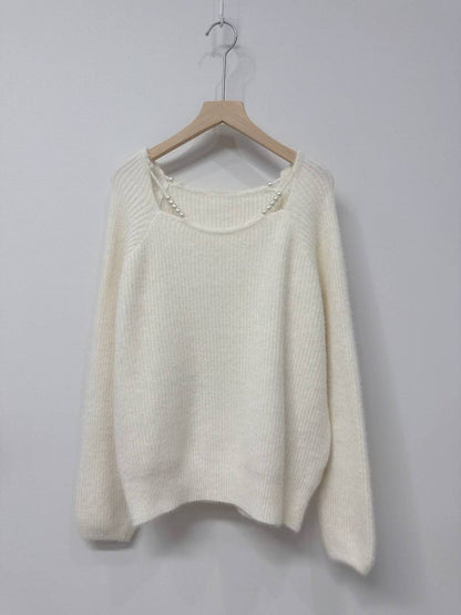 10D101 簍空珍珠領舒服毛衣