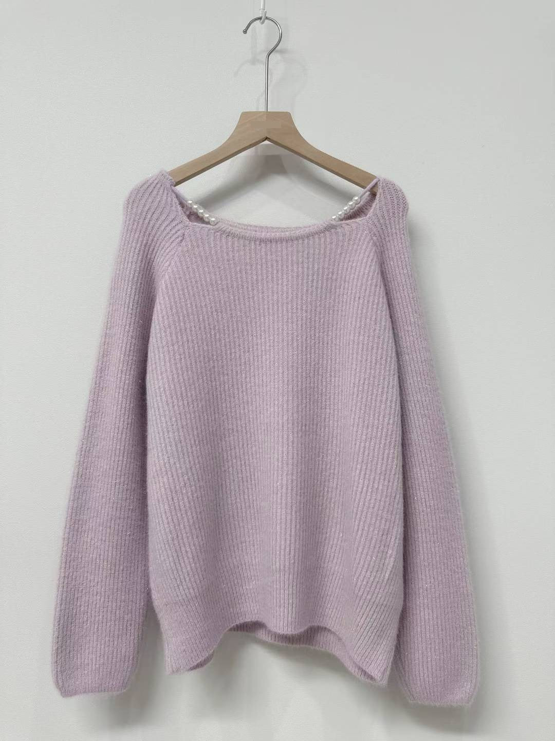 10D101 簍空珍珠領舒服毛衣