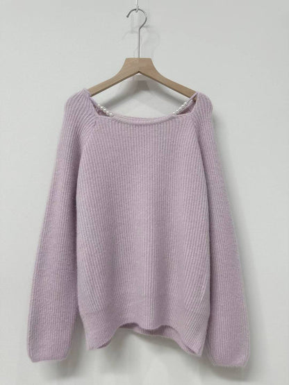 10D101 簍空珍珠領舒服毛衣