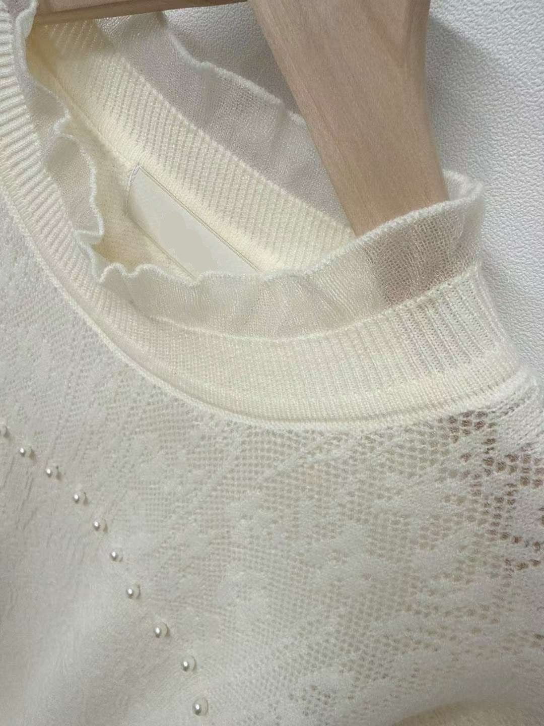 10D104 小立領珍珠蕾絲上衣