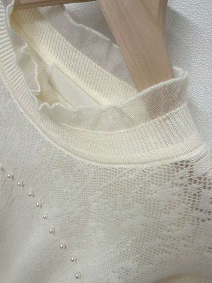 10D104 小立領珍珠蕾絲上衣