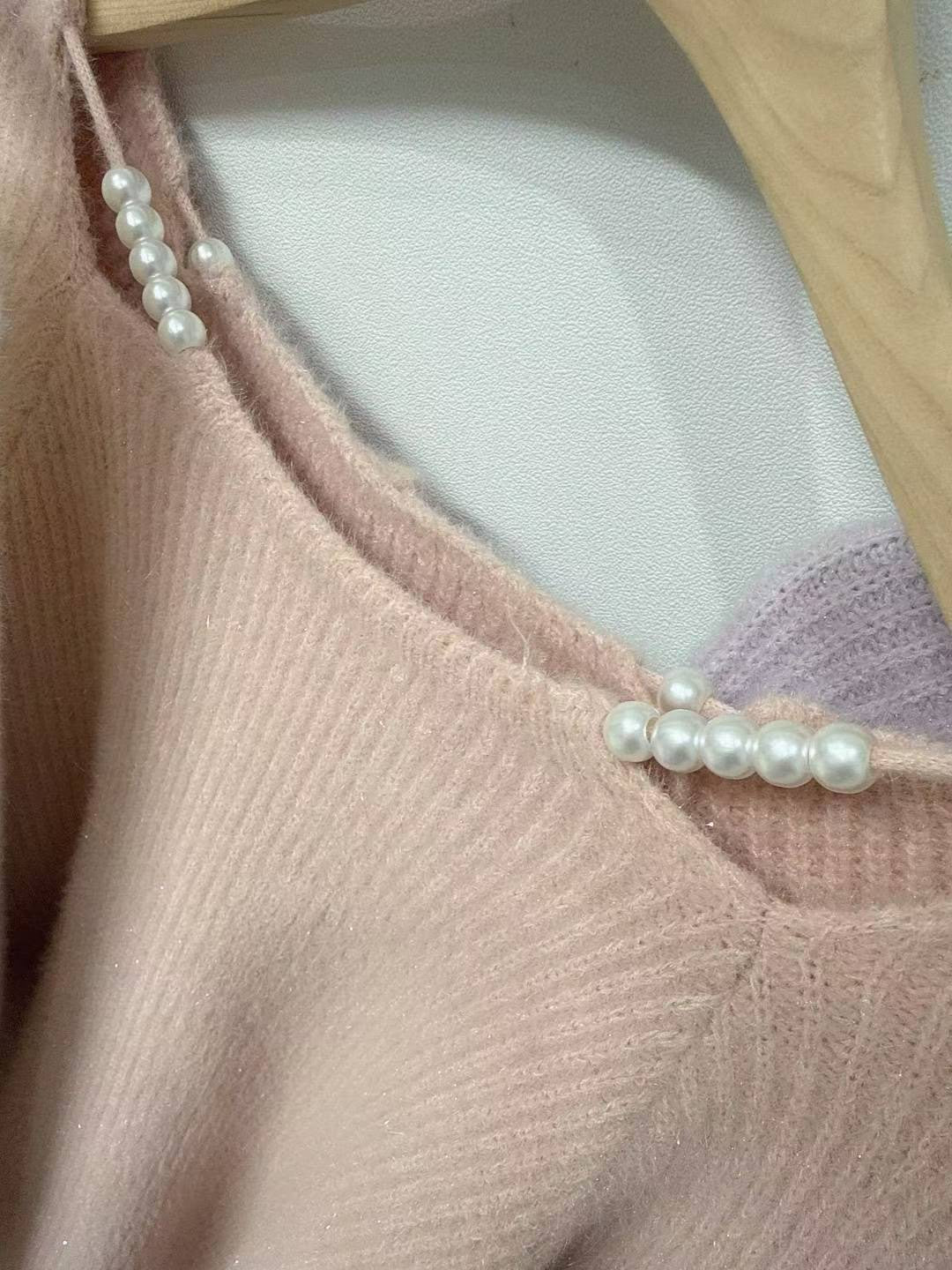 10D101 簍空珍珠領舒服毛衣