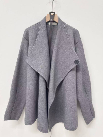 10D118 翻領毛線外套(附腰帶)