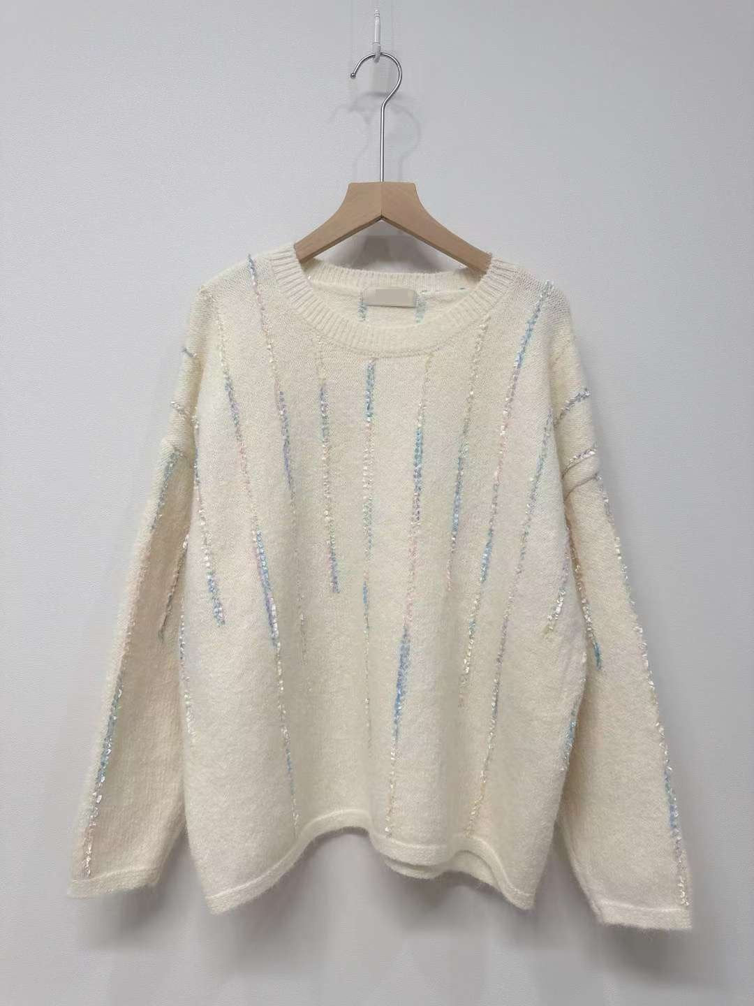 10D106 緞帶直紋舒服毛衣