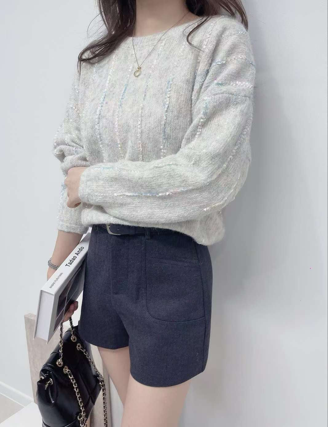 10D106 緞帶直紋舒服毛衣