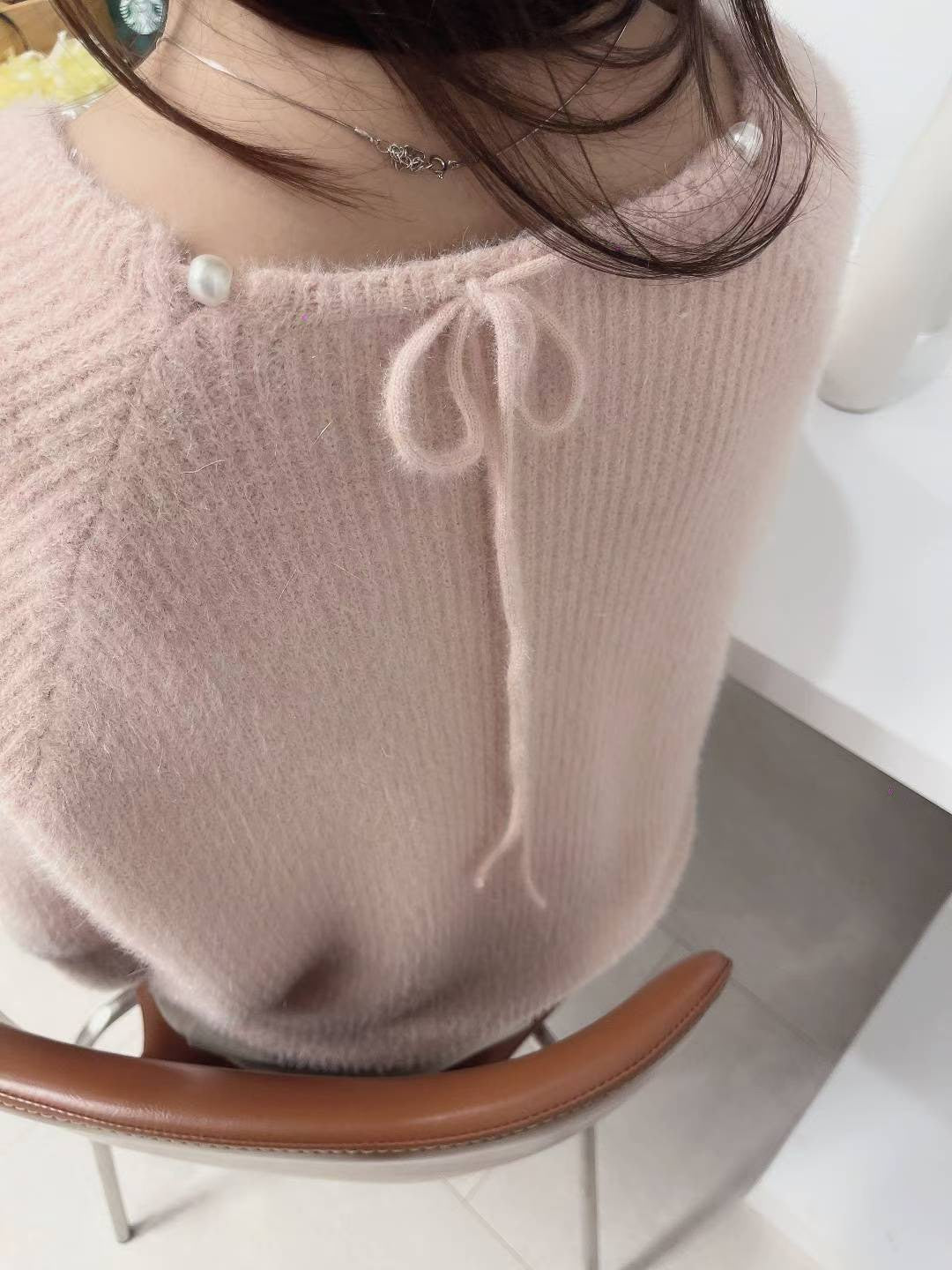 10D101 簍空珍珠領舒服毛衣