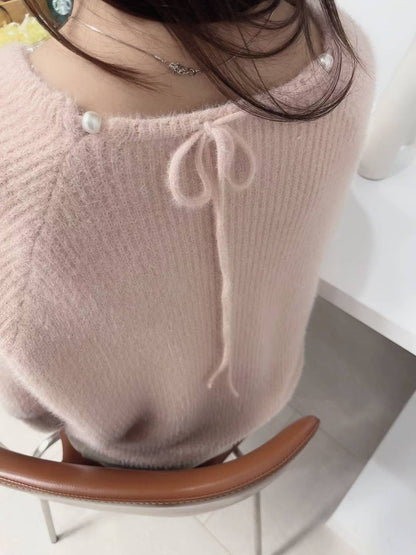 10D101 簍空珍珠領舒服毛衣