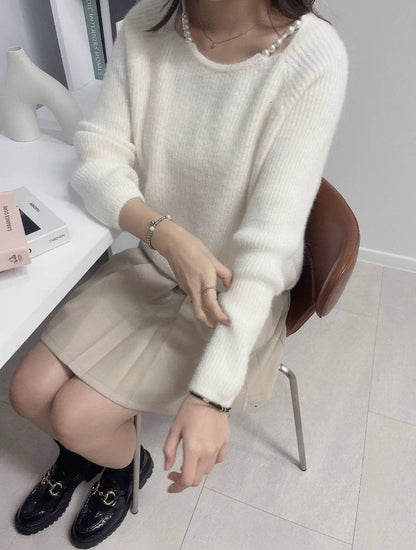 10D101 簍空珍珠領舒服毛衣