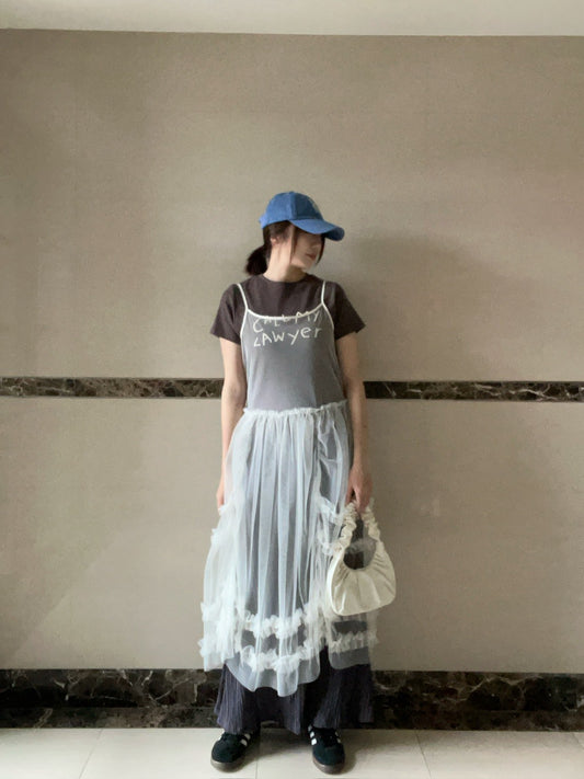 DS3513 細帶紗質長襯裙