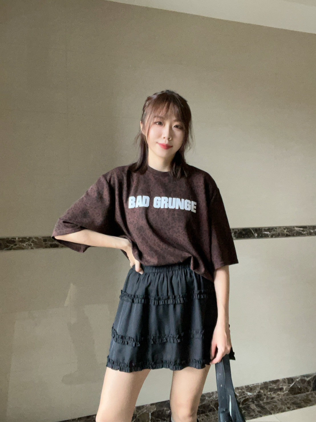 KS744 荷葉邊雪紡短褲裙