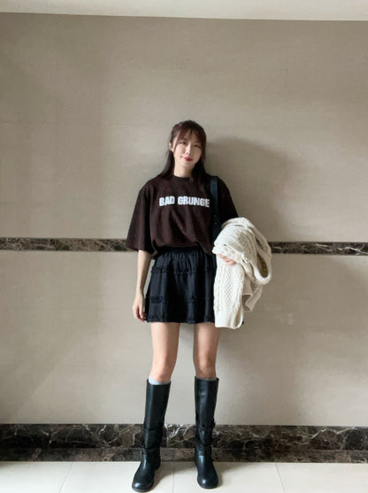 KS744 荷葉邊雪紡短褲裙