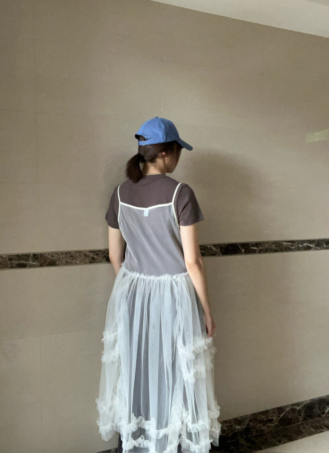 DS3513 細帶紗質長襯裙