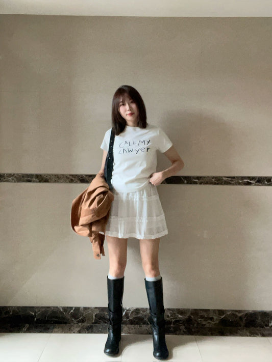 KS744 荷葉邊雪紡短褲裙